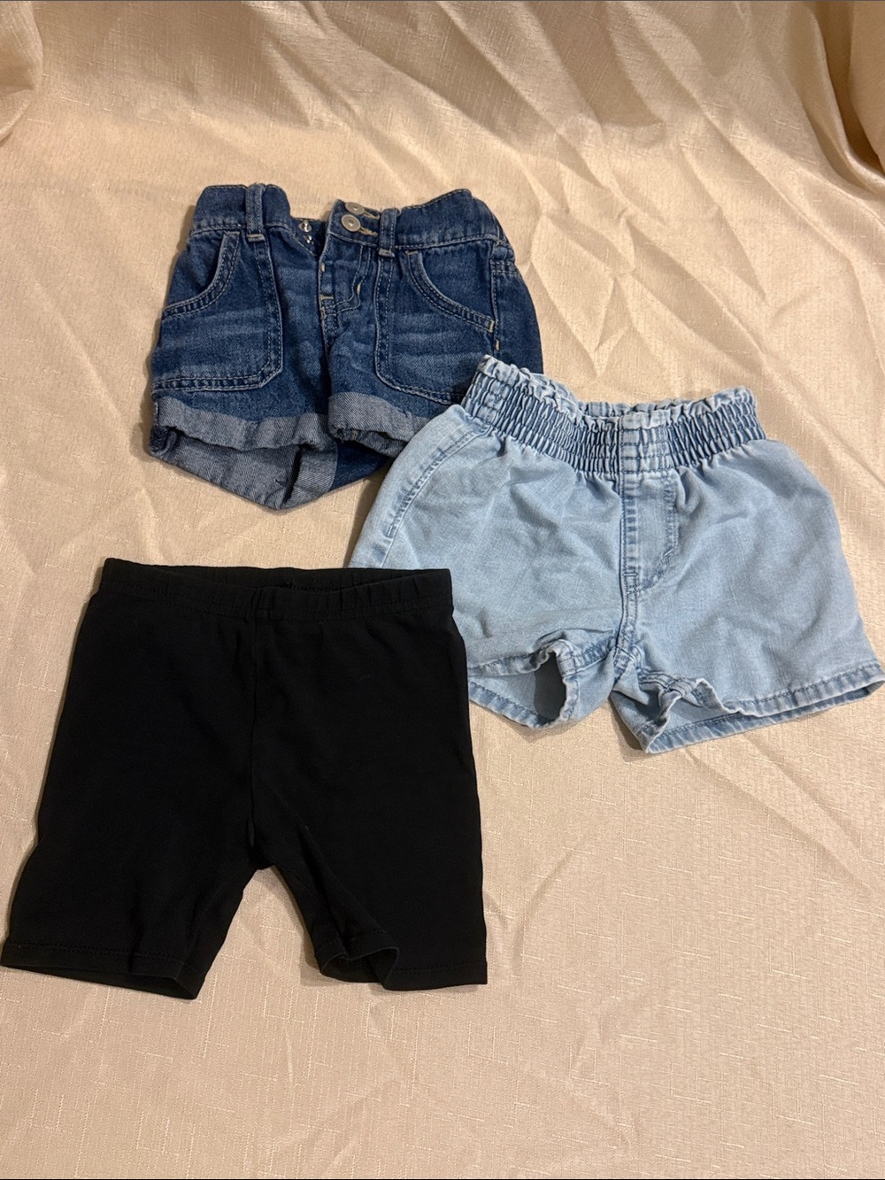 Unk Three-Pack Kids Shorts - Light Blue, Dark Blue & Black